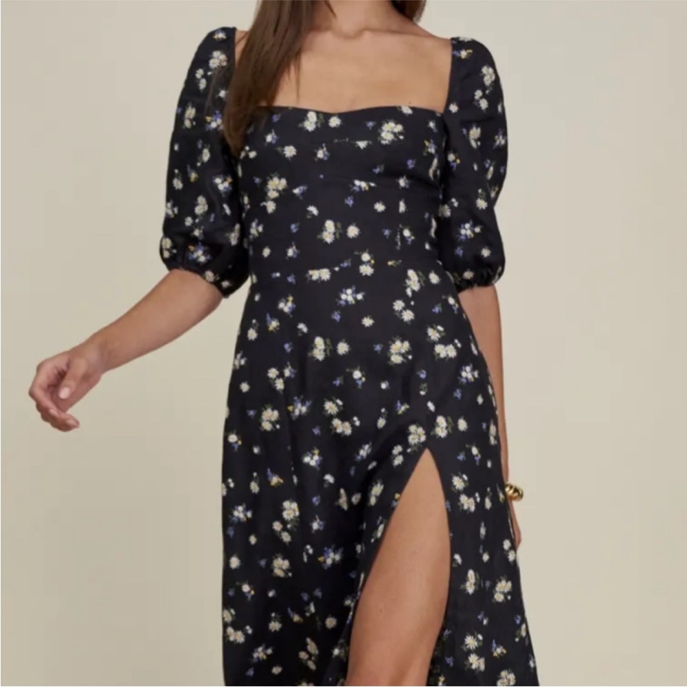 Reformation Belgium Linen Embroidered Dress 8
